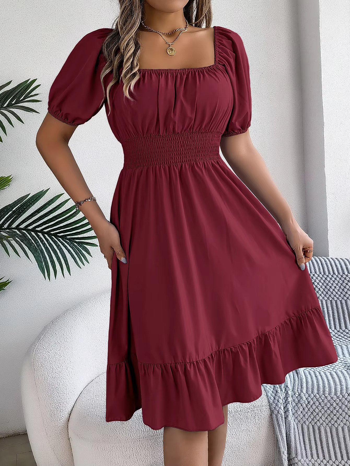 Riley™ - Stylish Short Sleeve V Neck Dress