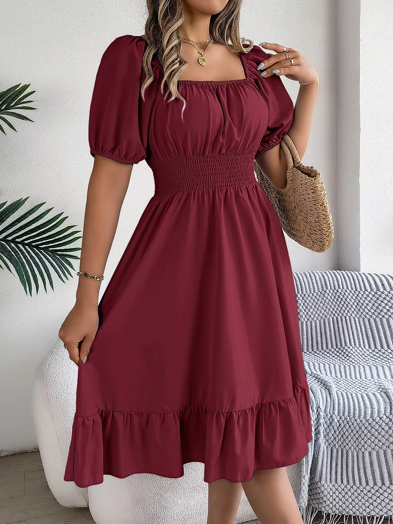 Riley™ - Stylish Short Sleeve V Neck Dress