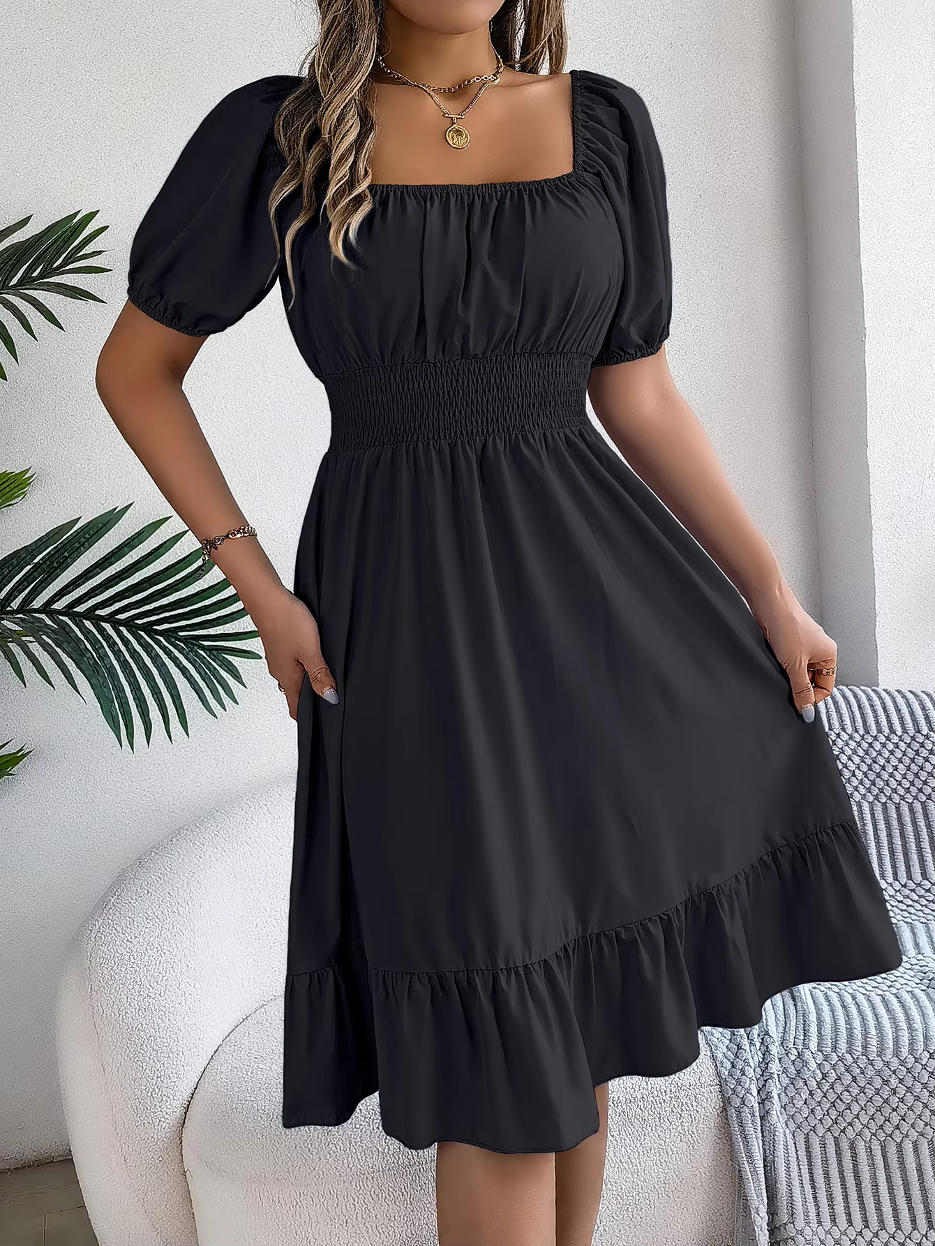 Riley™ - Stylish Short Sleeve V Neck Dress