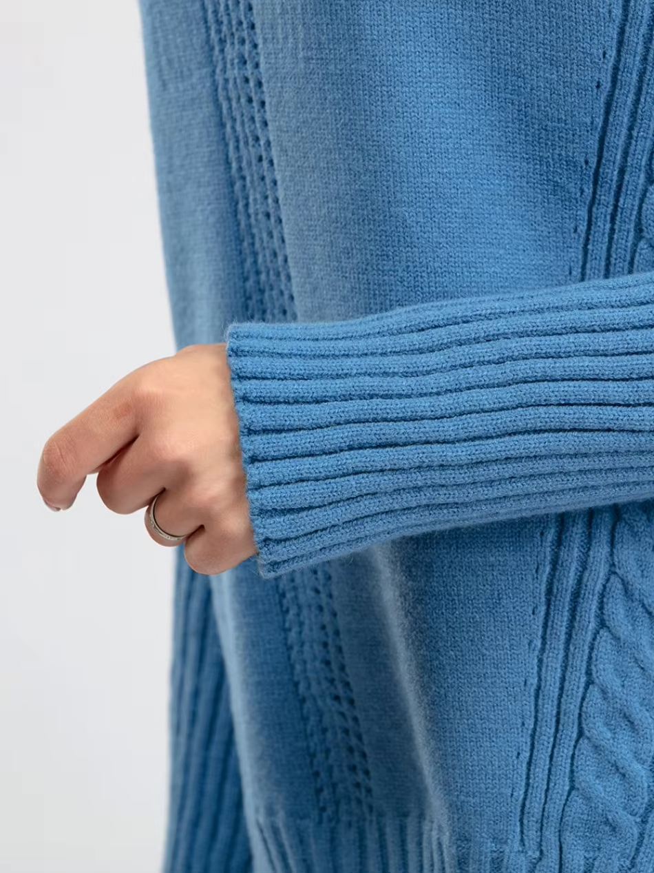 Victoria - Stylish High-neck Pullover Knit Sweater with Loose Pants Set