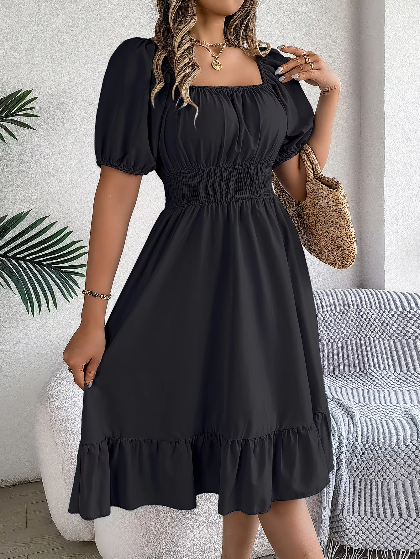 Riley™ - Stylish Short Sleeve V Neck Dress