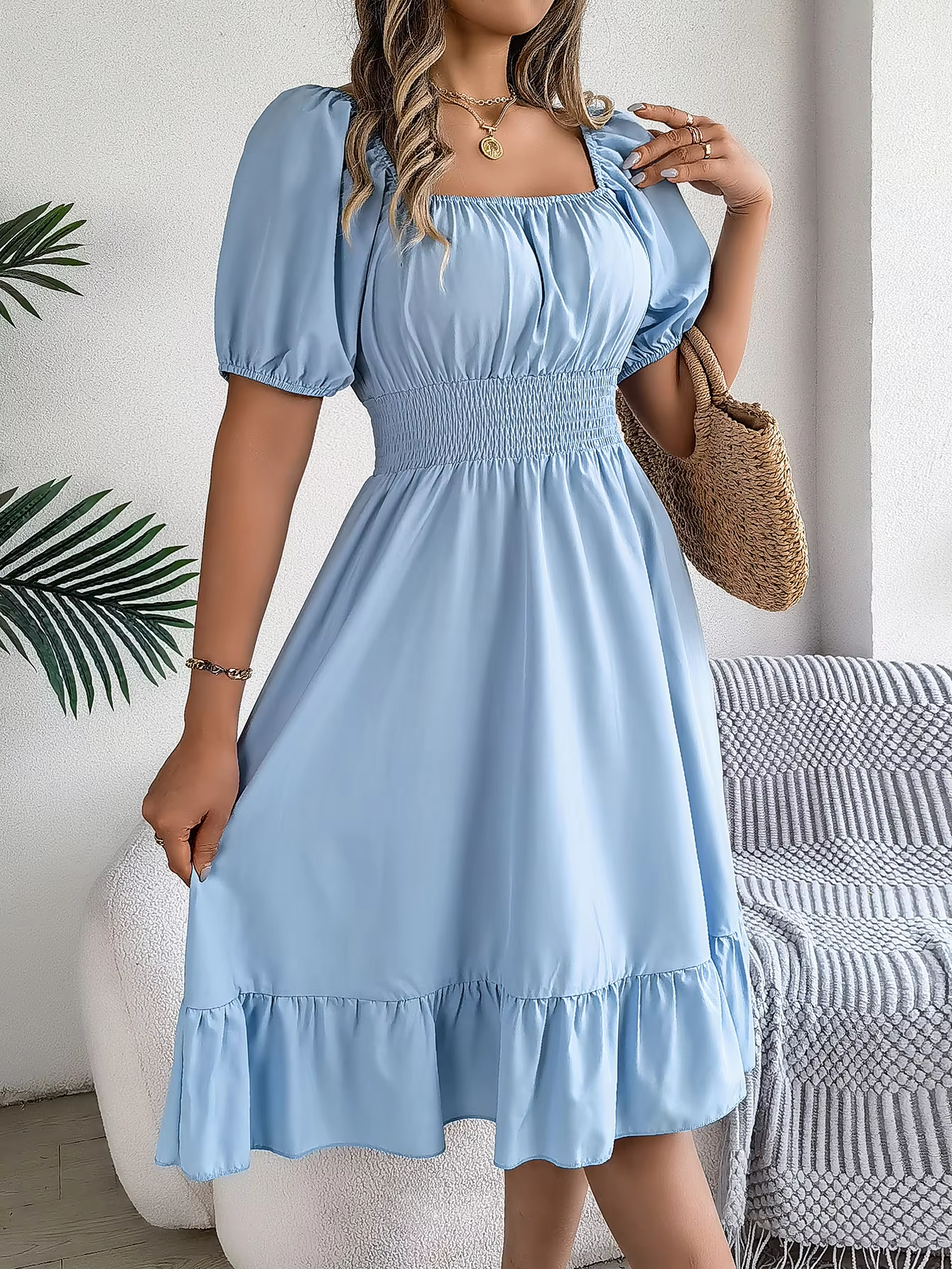 Riley™ - Stylish Short Sleeve V Neck Dress