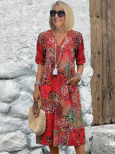 Braelyn - Women's Vibrant Midi Dress With Pockets