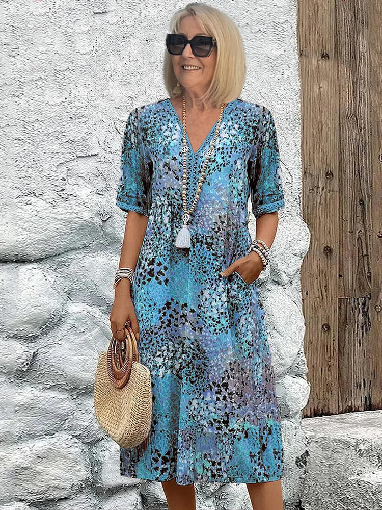 Braelyn - Women's Vibrant Midi Dress With Pockets