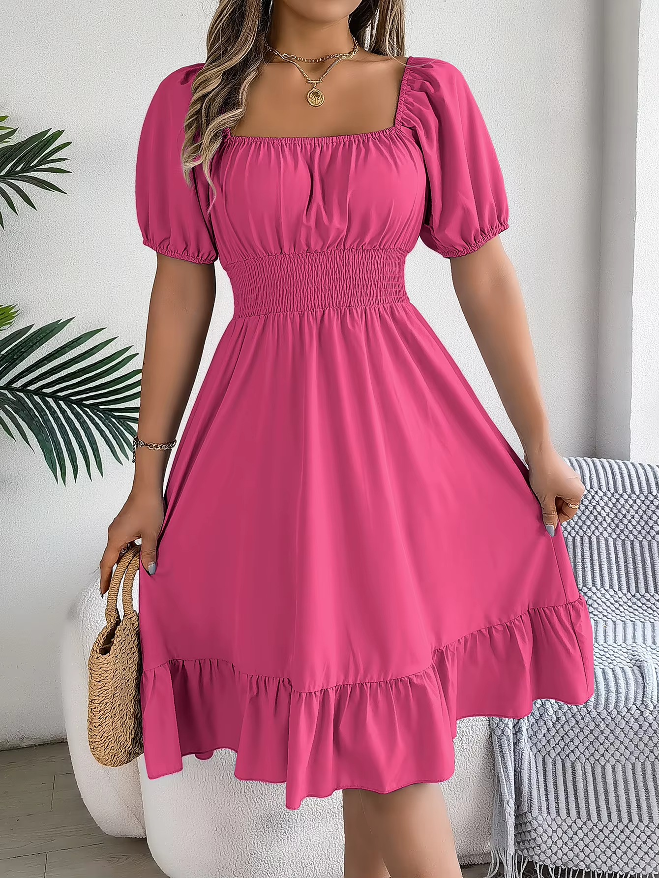 Riley™ - Stylish Short Sleeve V Neck Dress