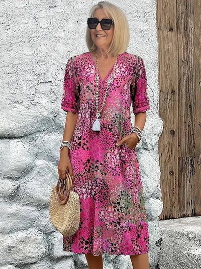 Braelyn - Women's Vibrant Midi Dress With Pockets
