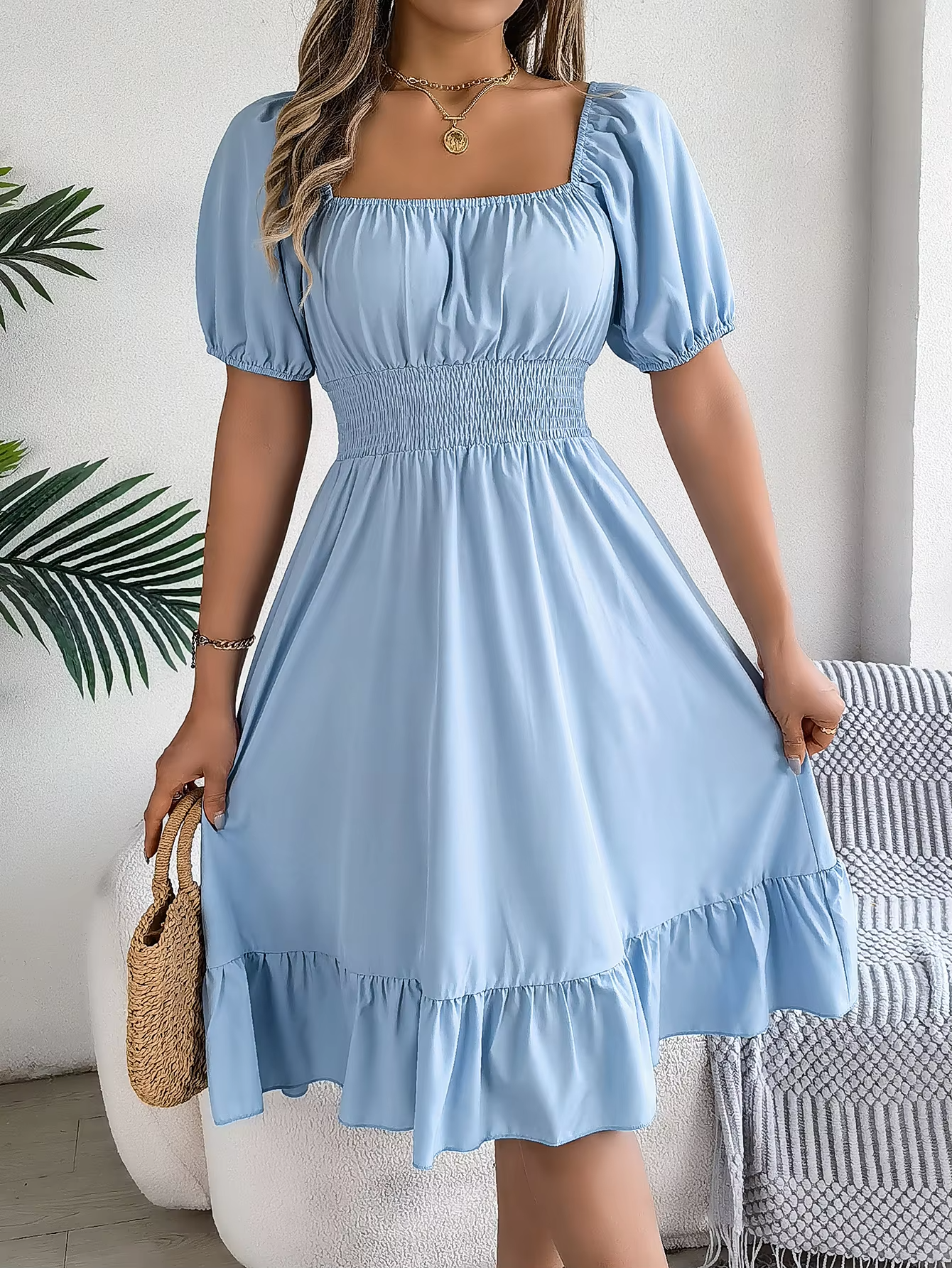Riley™ - Stylish Short Sleeve V Neck Dress