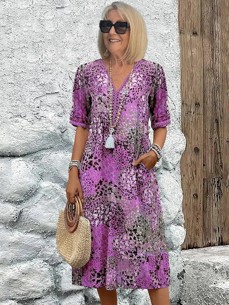 Braelyn - Women's Vibrant Midi Dress With Pockets