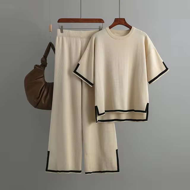 Brianna - Elegant Ice Short Sleeve Co-Ord Set