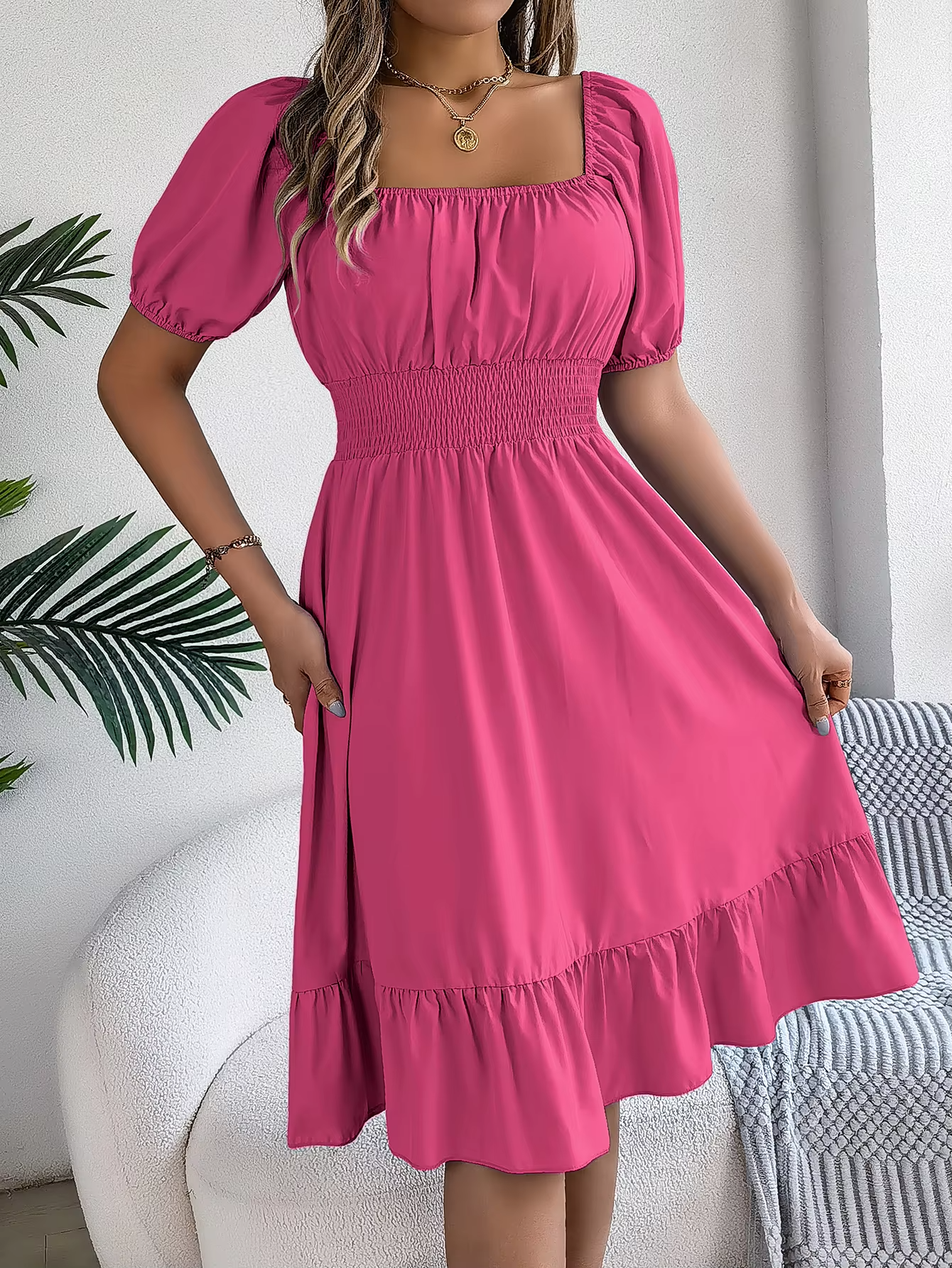 Riley™ - Stylish Short Sleeve V Neck Dress