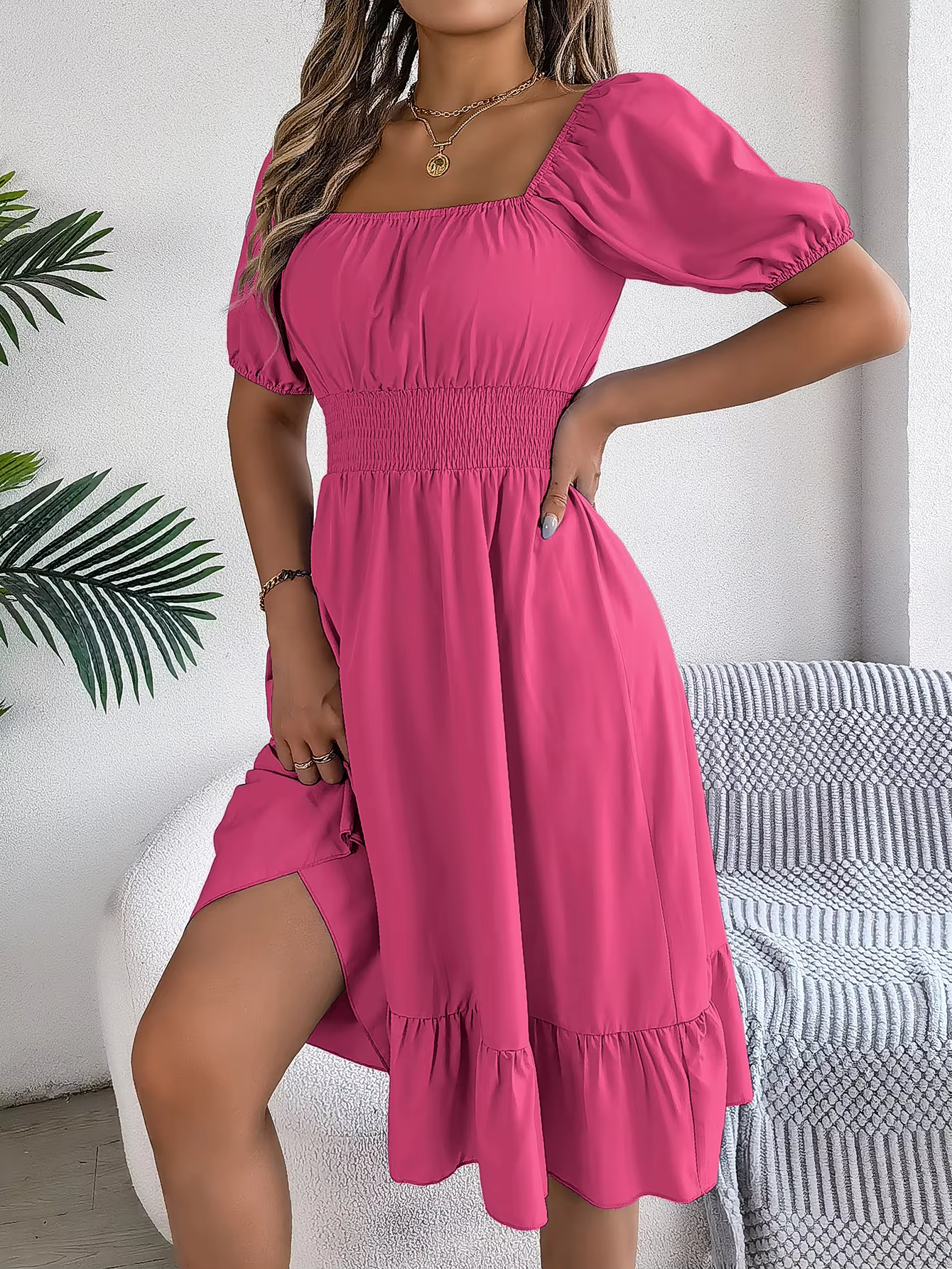 Riley™ - Stylish Short Sleeve V Neck Dress