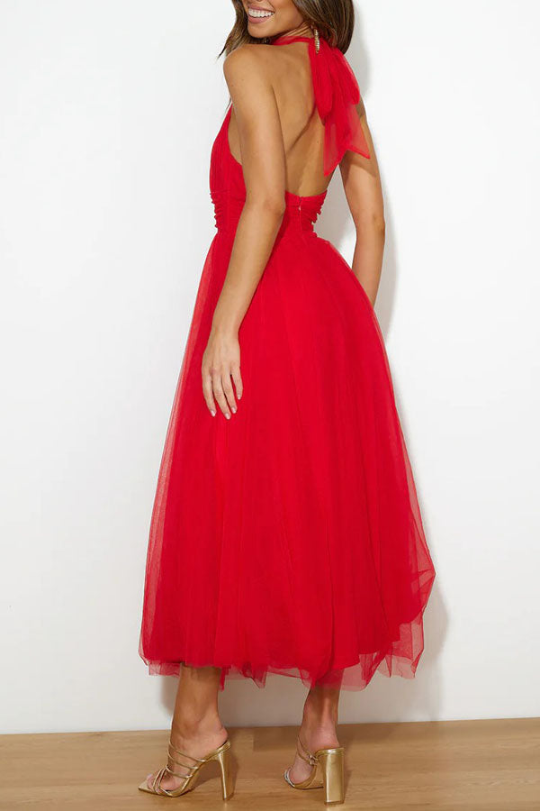 Mila - Sleek Mesh High Neck Dress