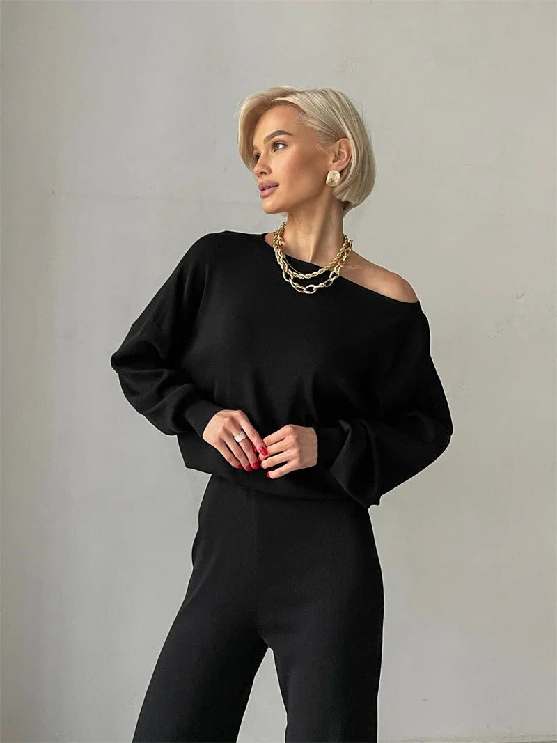 Cora - Elegant Winter Knit Monochrome Set