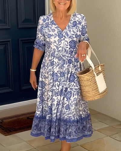 Jocelyn - Elegant Floral V-Neck Dress