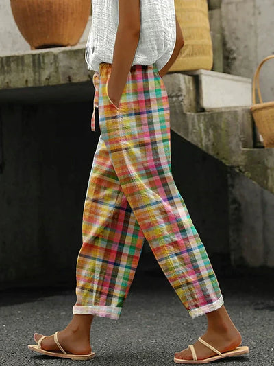 MICHELLE™ - COMFORTABLE CHECKERED PANTS WITH RELAXED FIT
