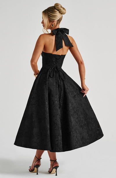 Patricia - Jacquard Lace-Up Waist Maxi