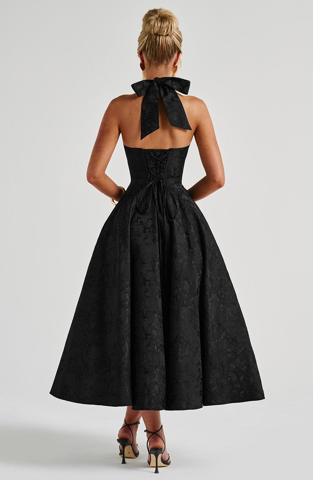 Patricia - Jacquard Lace-Up Waist Maxi