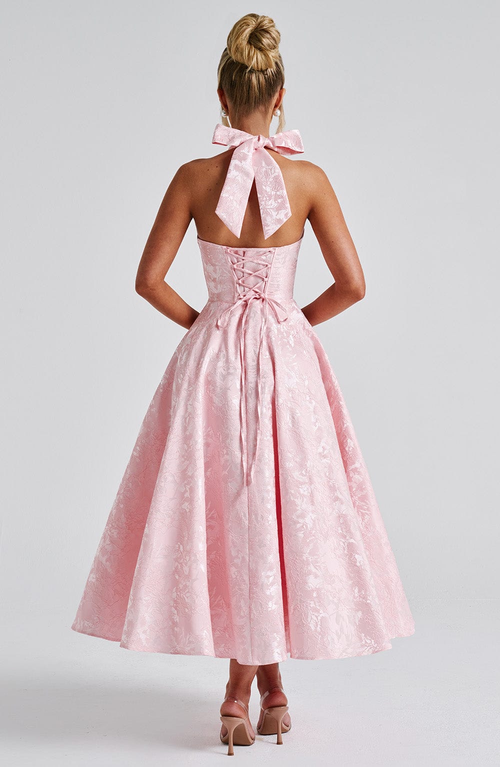 Patricia - Jacquard Lace-Up Waist Maxi