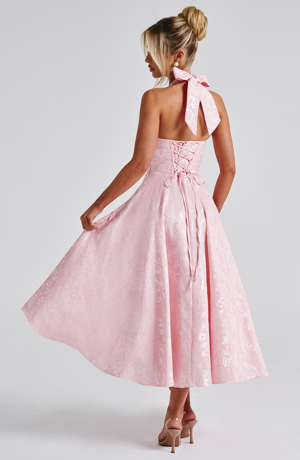 Patricia - Jacquard Lace-Up Waist Maxi