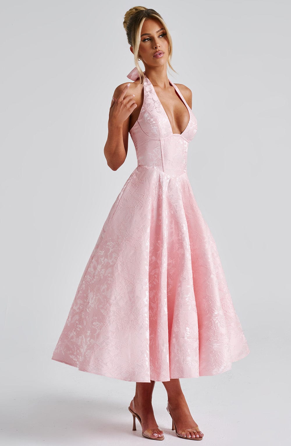 Patricia - Jacquard Lace-Up Waist Maxi