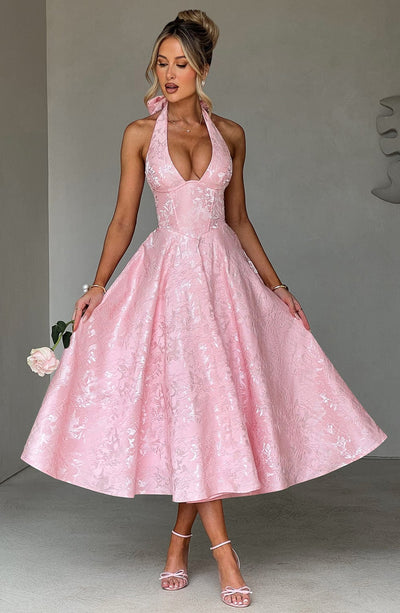 Patricia - Jacquard Lace-Up Waist Maxi