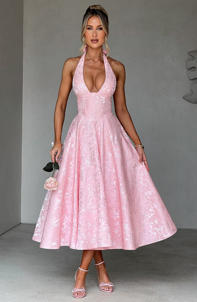 Patricia - Jacquard Lace-Up Waist Maxi