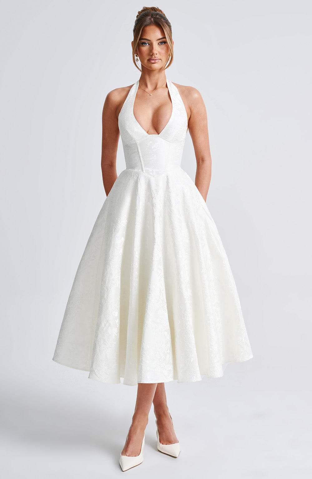 Patricia - Jacquard Lace-Up Waist Maxi