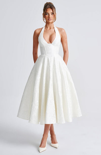 Patricia - Jacquard Lace-Up Waist Maxi