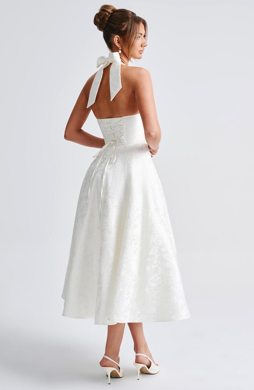 Patricia - Jacquard Lace-Up Waist Maxi