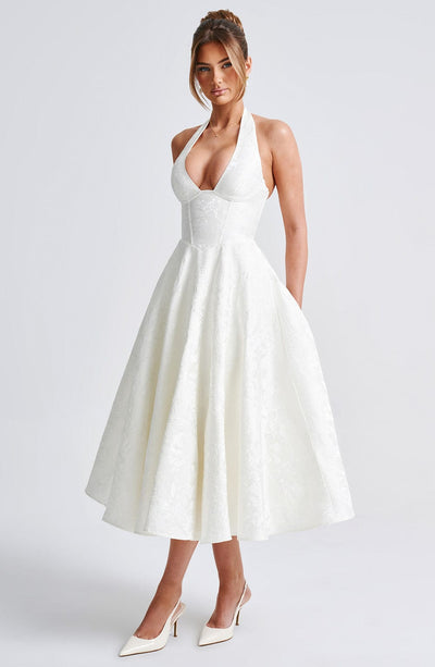 Patricia - Jacquard Lace-Up Waist Maxi