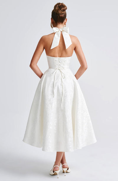 Patricia - Jacquard Lace-Up Waist Maxi