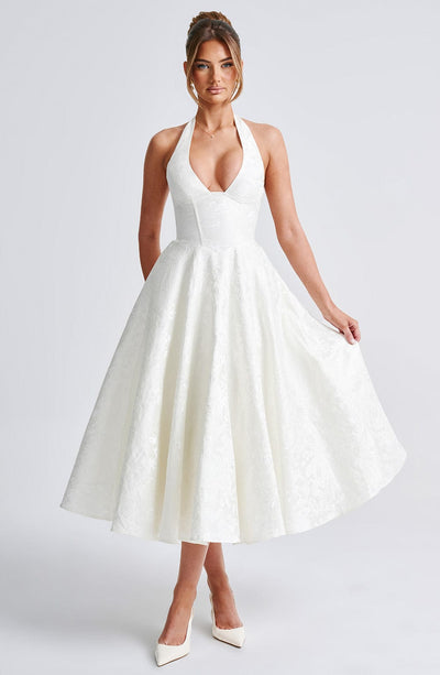 Patricia - Jacquard Lace-Up Waist Maxi
