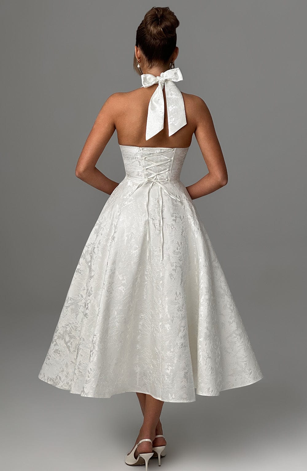 Patricia - Jacquard Lace-Up Waist Maxi