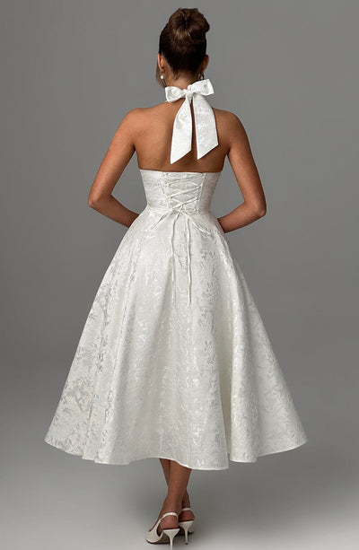 Patricia - Jacquard Lace-Up Waist Maxi