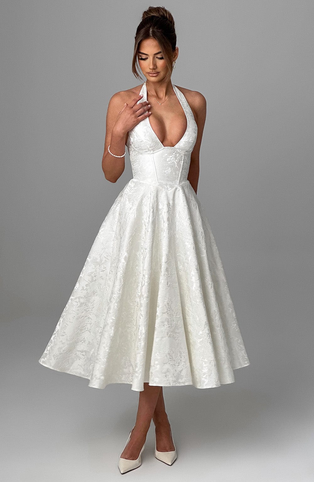 Patricia - Jacquard Lace-Up Waist Maxi