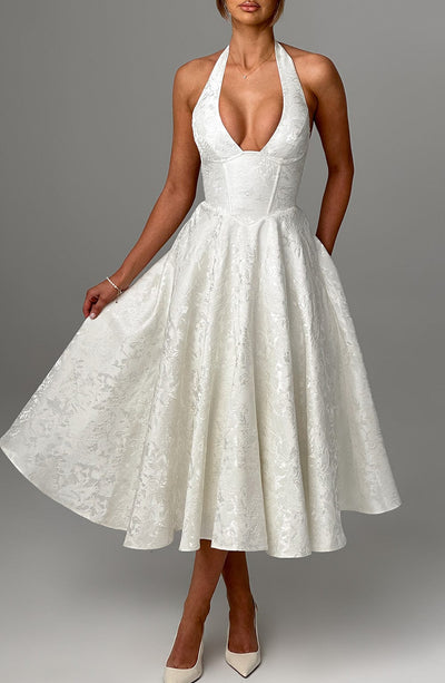 Patricia - Jacquard Lace-Up Waist Maxi