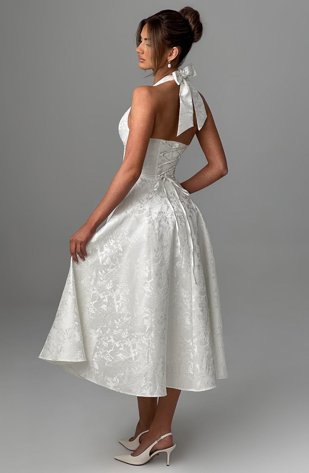 Patricia - Jacquard Lace-Up Waist Maxi