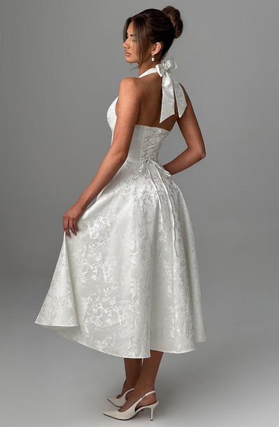 Patricia - Jacquard Lace-Up Waist Maxi