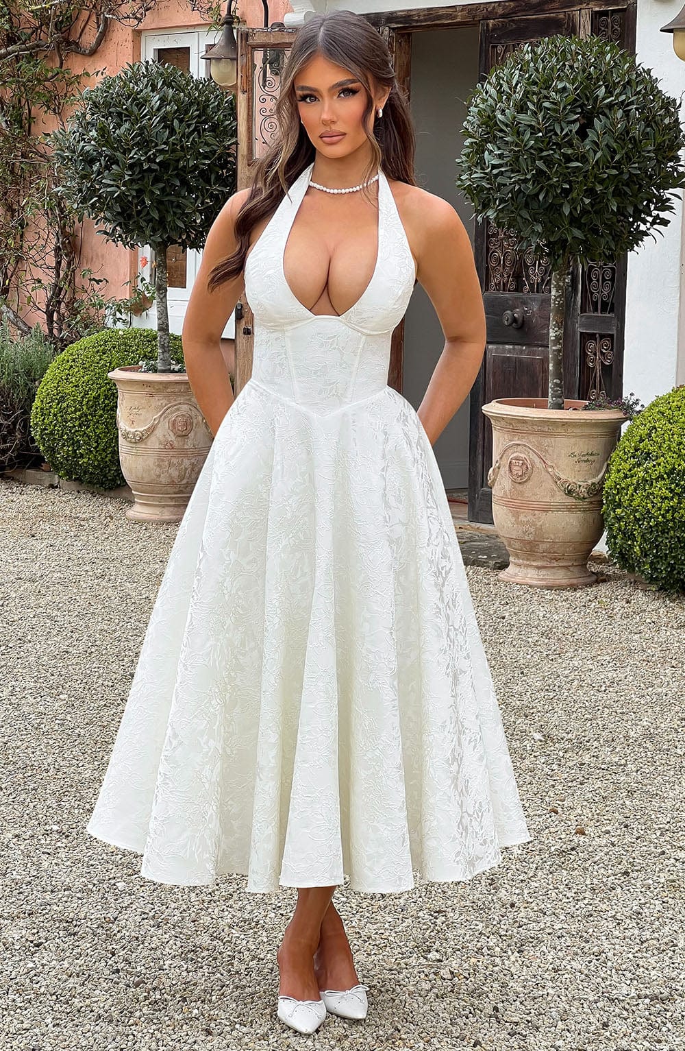 Patricia - Jacquard Lace-Up Waist Maxi