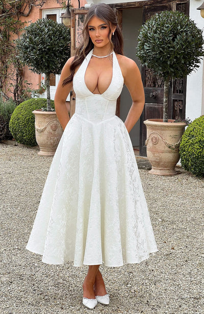 Patricia - Jacquard Lace-Up Waist Maxi