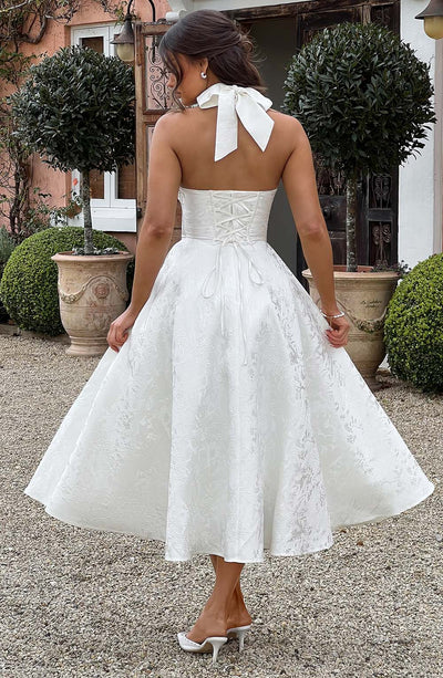 Patricia - Jacquard Lace-Up Waist Maxi