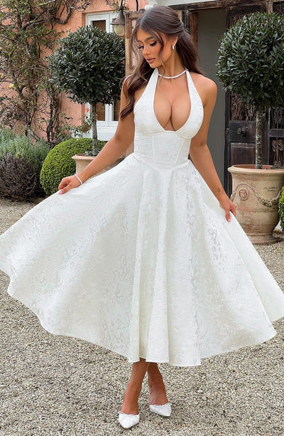 Patricia - Jacquard Lace-Up Waist Maxi