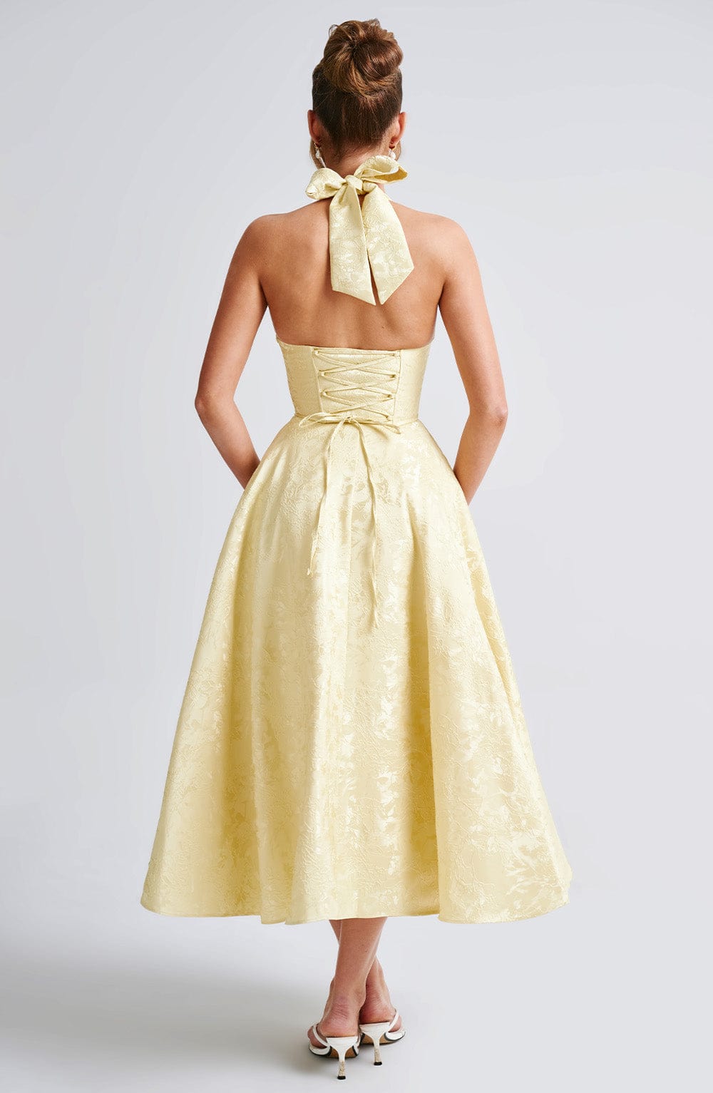 Patricia - Jacquard Lace-Up Waist Maxi