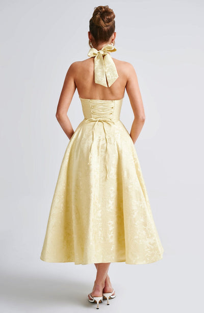 Patricia - Jacquard Lace-Up Waist Maxi