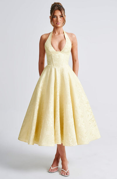 Patricia - Jacquard Lace-Up Waist Maxi