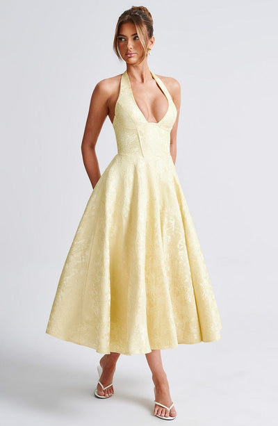 Patricia - Jacquard Lace-Up Waist Maxi