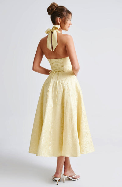Patricia - Jacquard Lace-Up Waist Maxi