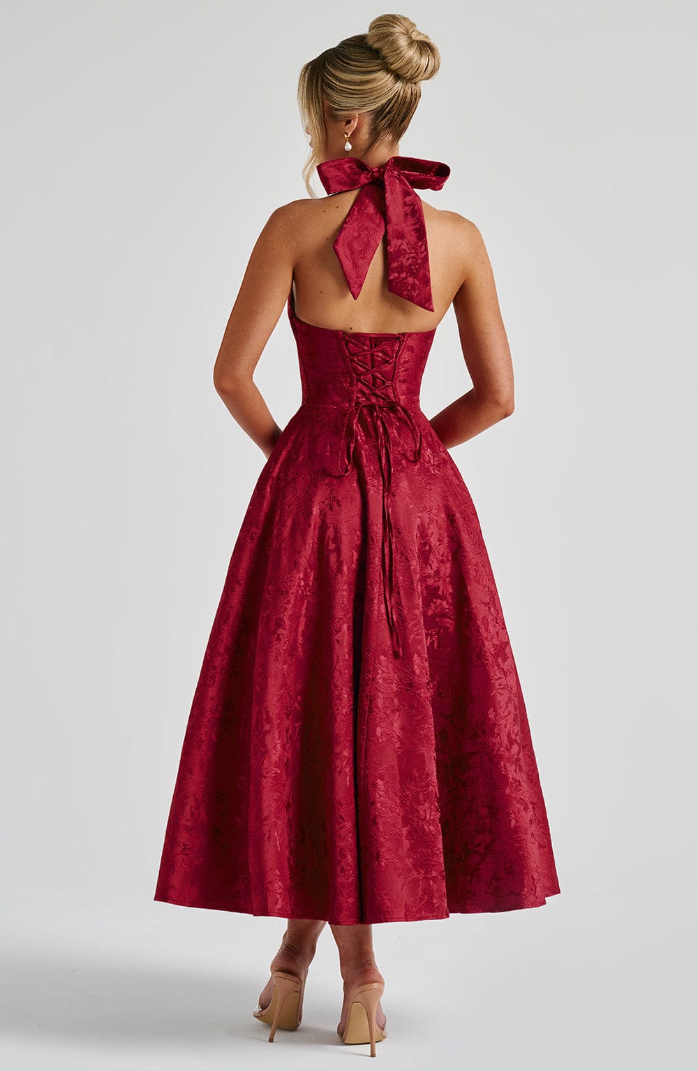 Patricia - Jacquard Lace-Up Waist Maxi