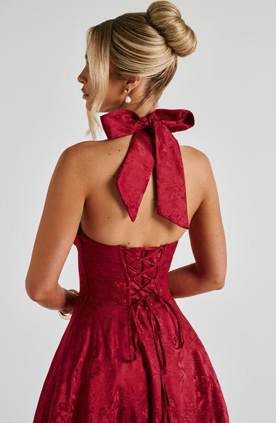 Patricia - Jacquard Lace-Up Waist Maxi