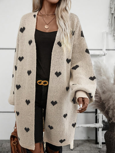 Knitted Cardigan with Heart Pattern